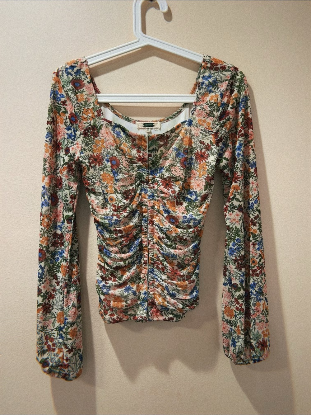 gimmicks by BKE Floral Ruched Long-Sleeve FloralTop